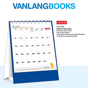 Lịch Bàn 2026 – Mã Đáo Thành Công | Lịch Để Bàn Cao Cấp Vanlangbooks | Mã: VLLB02 - Màu Xanh