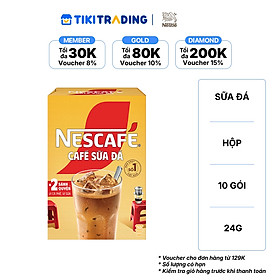 Cà phê hòa tan Nescafé 3in1 cà phê sữa đá (Hộp 10 gói x 24 g)