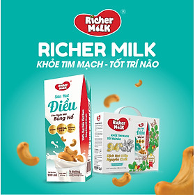 Mini Bloom Sữa Hạt Điều Nguyên Bản Richer Milk - Thùng 16 Hộp 180ml