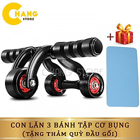 Con Lăn 3 Bánh Tập Cơ Bụng Gọn Nhẹ, Dễ Sử Dụng + Tặng Kèm Thảm