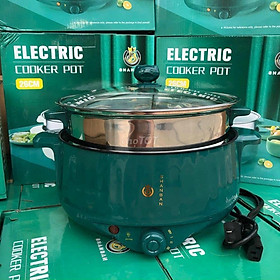 NỒI LẨU ĐIỆN ĐA NĂNG ELECTRIC COOKER POT SHANBAN 2 TẦNG KÈM KHAY HẤP INOX CAO CẤP