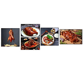 Tranh treo tường tráng gương vịt quay bắc kinh 4 trang trí quán ăn, nhà hàng (kèm đinh 3 chân)