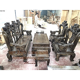 Bộ bàn ghế đỉnh nghê gỗ mun đuôi công