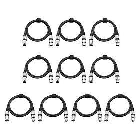 10 Pieces PVC 3 Pin XLR Male to Female Microphone Cable DMX512 Cables Wires 2m/6.56ft Black
