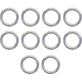 10 Pieces Thicken Chrome Plated 25mm Round Circle Carabiner Snap Hooks Keychain Keyring Travel Hiking Accessory