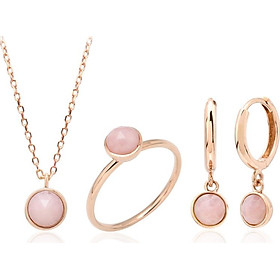 Bộ Trang Sức Vàng Hồng 14K Đính Đá Topaz Hồng Quý TWINKRING TK18034-0P