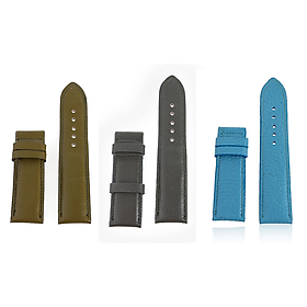 HJ8137-38-39 - Dây đồng hồ Huy Hoàng da bò size 22, 24, 26 màu rêu, xám, xanh da