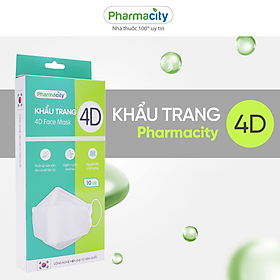 Khẩu trang y tế 4D chất lượng cao Pharmacity ôm khít khuôn mặt (Hộp 10 cái)
