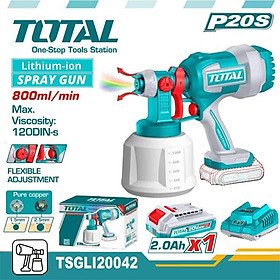 Mua MÁY PHUN SƠN KHÔNG CHỔI THAN DÙNG PIN 20V 2BAR TOTAL TSGLI20042 - HÀNG CHÍNH HÃNG