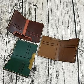 Bóp nam, ví nam mini đứng da bò handmade nhiều màu