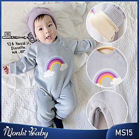 Body nhung lót lông mịn ấm cho bé trai bé gái 0-2 tuổi, bộ áo liền quần sơ sinh thu đông dày đẹp, mẫu mới xinh, mặc được đầy tháng, sinh nhật | MS15