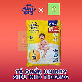 Tã/bỉm QUẦN Unidry khô thoáng mã mới gói nhỏ tiện lợi đủ size M15/ L15/ XL15/ XXL15 miếng