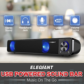 ELEGIANT Wired Dual Speakers Computer TV Sound Bar Super Bass Desktop Subwoofer