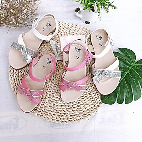 Sandal bé gái quai đan chéo phối nhũ DRG000500