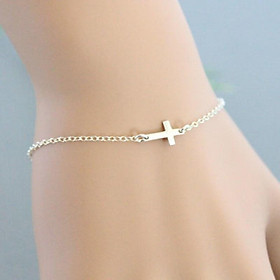 Lắc tay kiêm lắc chân vòng tay nữ chữ thập bạc