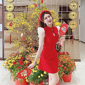 ĐẦM CỔ TÀU PHỐI TAY VOAN CỰC XINH CHO NÀNG ĐÓN XUÂN