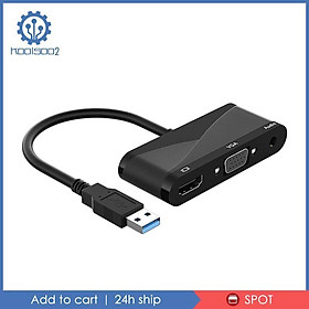 USB 3.0 to HDMI VGA Adapter with Audio Output 1080P for Laptop PC