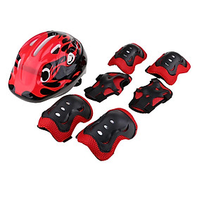 7 Pieces Kids Bicycle Roller Skating Helmet Knee Elbow Wrist Pads Set blue