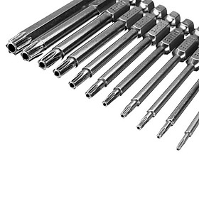 11Pcs T6-T40 75mm Magnetic S2 Steel Hex Torx Screwdriver Bits Set for Broppe