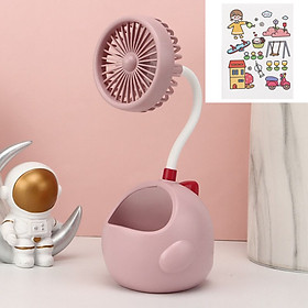 Quạt Mini Để Bàn Gấp Gọn Có Ngăn Đựng Bút Siêu Đáng Yêu, Sạc USB, Tiện Lợi khi mang đi học, du lịch - TẶNG KÈM HÌNH DÁN STICKER CUTE