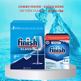 Viên rửa bát Finish 120 viên + Muối Finish 1.5kg dùng cho Máy Rửa Bát Chén