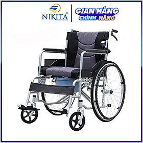 Hình ảnh Xe lăn tay có đệm kèm bô vệ sinh, cho người già người bệnh, chấn thương gặp khó khăn trong việc đi lại S213-3+D