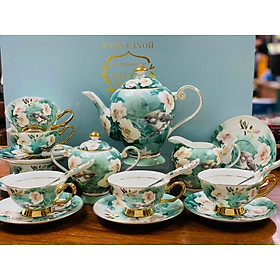 Mua BỘ BÌNH TRÀ SỨ XƯƠNG 15PCS HOA XANH CAO CẤP - ABD
