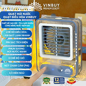 Mua Quạt tích điện mini để bàn phun sương hơi nước phù hợp gia đình  văn phòng  nhỏ gọn cầm tay  có pin  đèn ngủ - Hàng chính hãng VinBuy