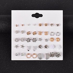 20Pairs Star Pearl Stud Earrings Women Hypoallergenic Ear Stud Jewelry Gift