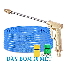 Vòi Xịt Rửa Xe️ Bộ dây vòi xịt nước rửa xe, tưới cây , tăng áp 3 lần, loại 20m 206701-3 đầu đồng,cút