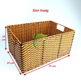 Mua Rương chữ nhật nhựa giả mây không nắp có quai cầm đựng khăn tắm quần áo spa thẩm mỹ resort homestay