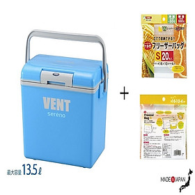 Combo thùng đựng đá giữ nhiệt Vent Sereno 13.5L + 2 set 20 túi zip đựng thực phẩm size S