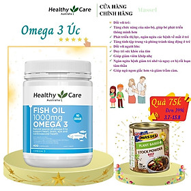Hình ảnh Omega 3 Úc Healthy Care Fish Oil 1000mg Hỗ trợ sức khỏe não bộ, tim mạch, khớp, bổ mắt và tăng sức khỏe tổng thể - Massel Official - 400viên /hộp