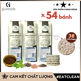 Bánh gạo lứt nguyên hạt ăn kiêng GUfoods (Gói 510g = 54 bánh) - Không chiên dầu, Phù hợp Eat clean, Ăn vặt healthy, Thực dưỡng, Tập Gym, Giảm cân - Vị superfoods