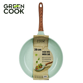 Chảo đúc đáy từ chống dính men đá ceramic xanh ngọc 26 cm Green Cook GCP06-26IH công nghệ Hàn Quốc - Hàng chính hãng