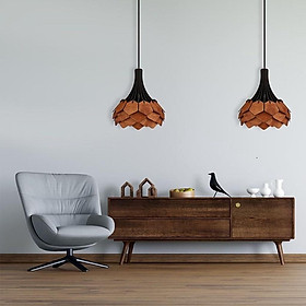 Đèn gỗ thả trần CAO CẤP hiện đại sang trọng 28x31cm chất liệu gỗ trang trí cho phòng khách nhà căn hộ decor