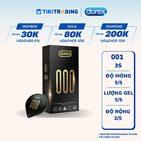 [Mới] Bao cao su Durex 001 Siêu Mỏng, Hộp 3 Bao Mới Ra Mắt