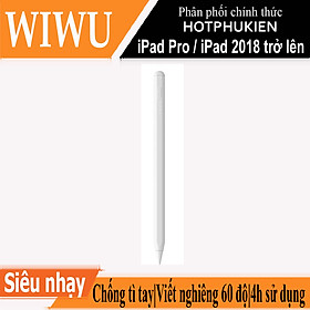 Bút cảm ứng stylus thông minh đầu bút siêu mịn mượt hiệu WIWU Pencil Pro Max cho iPad Pro và các dòng iPad / iPad Mini từ đời 2018 trở lên hỗ trợ viết vẽ nghiêng hơn 60 độ, chống tì tay, trang bị nam châm hít vào iPad - hàng nhập khẩu