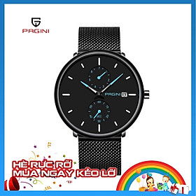 Đồng Hồ Nam Pagini Dây Titanium Mặt Tròn Sang Trọng PA9966, Kính Cao Cấp Chống Trầy Xước Siêu Tốt, Hiển Thị Lịch Ngày, Máy Nhật Siêu Bền - Phong Cách Nam Tính - Lịch Lãm - Đẳng Cấp - Thời Thượng