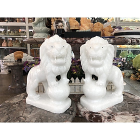 Mua Cặp Sư Tử phong thủy đá cẩm thạch trắng - Cao 30 cm