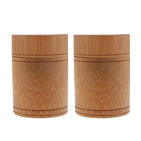 2pcs Tea Canister Bamboo Tea Box Storage Jar with Lid Tea Caddy Pot S