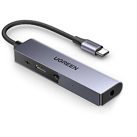 Mua Ugreen 90518 10cm cho Dây chuyển đổi âm thanh USB-C ra 3.5mm trả cổng sạc USB type C hỗ trợ PD 60W và Mic màu xám CM230 20090518 - Hàng chính hãng