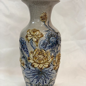 Mua Lọ lộc bình sen đắp nổi cao cấp Bát Tràng