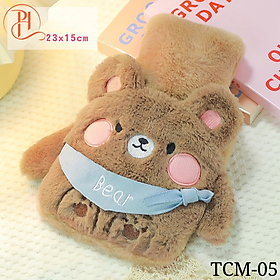 Túi trườm nóng bụng kinh nguyệt PUHA 350ml, túi chườm ấm bụng cho bạn nữ giảm đau - Gấu Nâu TMC05