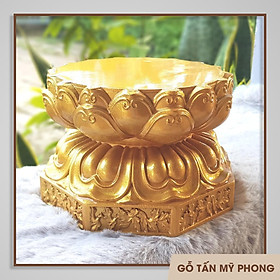 Mua Đế đài sen để tượng Phật | Đôn gỗ hoa sen | Tháp tỏi bằng gỗ tự nhiên nguyên khối - Trung: RxC 10x7cm