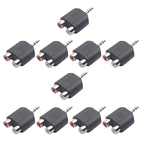 10pc 3.5mm to Dual 2 RCA Female Male  Splitter Audio Adapter Converter