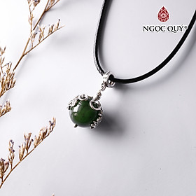 Hình ảnh Mặt dây chuyền hạt đá ngọc bích bọc charm bạc mệnh hỏa, mộc - Ngọc Quý Gemstones