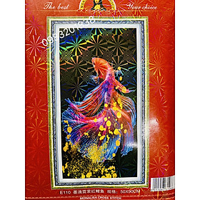 Mua Tranh thêu chữ thập song ngư KM024  thêu kín  kích thước 50 x 90 cm