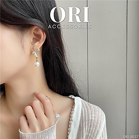 Khuyên tai nữ hình nơ đính đá Amity thời trang ORI ACCESSORIES B037