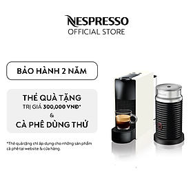 Bộ máy pha cà phê Nespresso Essenza Mini Trắng & máy đánh sữa Aeroccino 3 - Hàng chính hãng